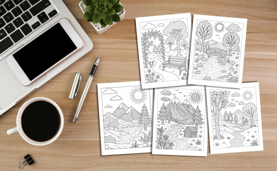 Landscape Coloring Book for Adults