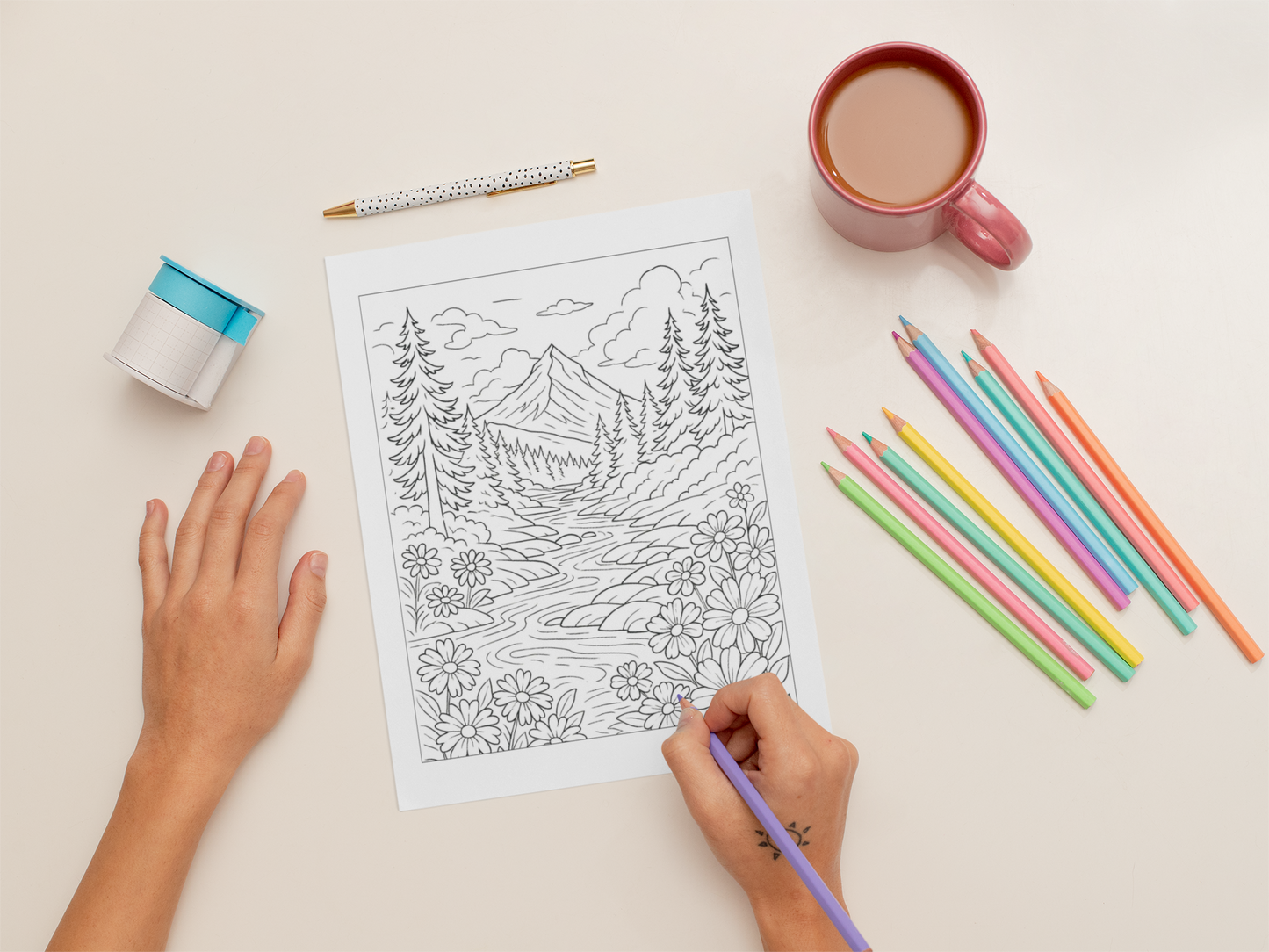 Landscape Coloring Book for Adults