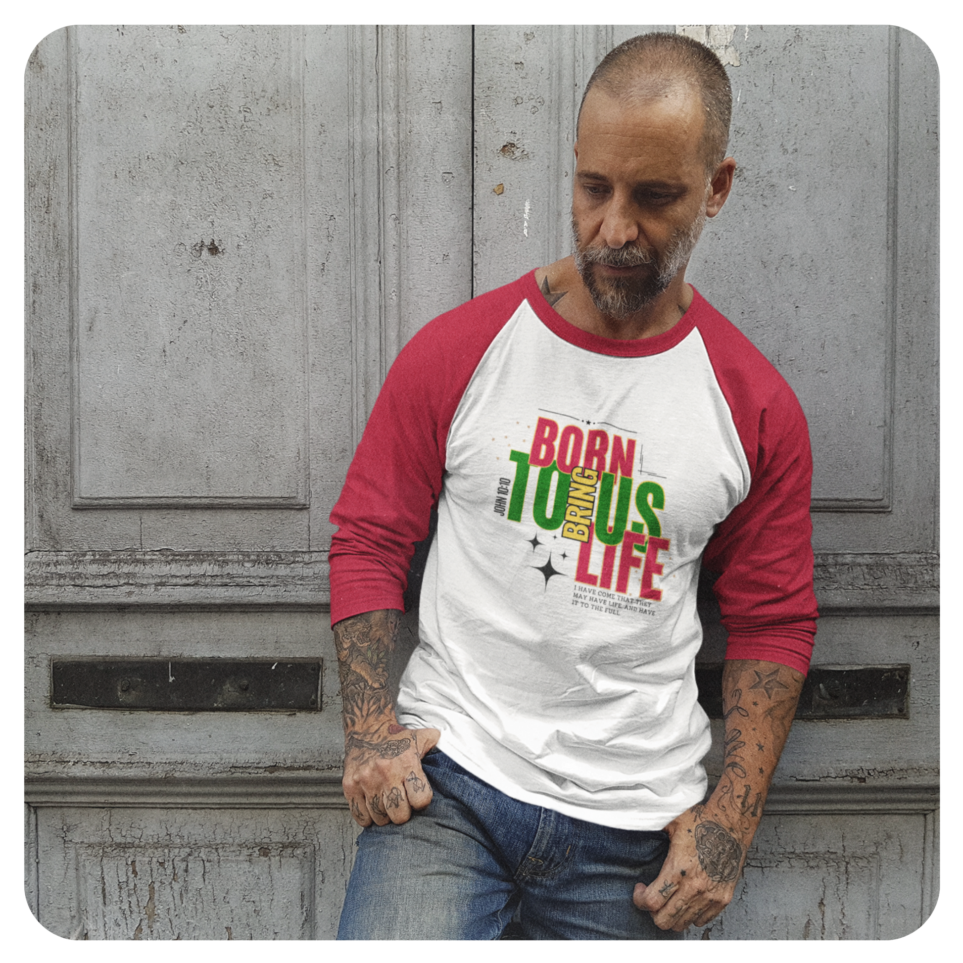 3/4 Sleeve Raglan Shirt - Born to Bring Us Life - BeFaithinStyle.